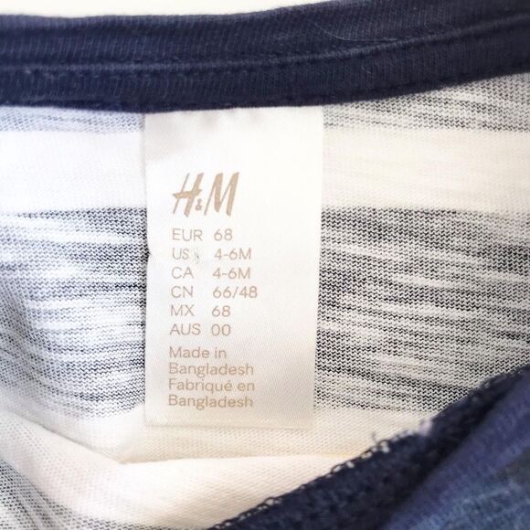 H&M blue/yellow long sleeve tops EUC  4-6 months - Picture 3 of 4